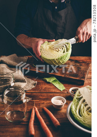 Preparing White Cabbage for Dinner Preparing White Cabbage for Dinner 78253508