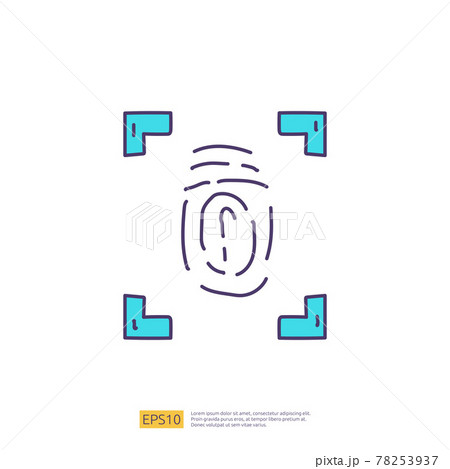 Artificial intelligence AI concept with finger print recognition for engineering, development, brainstorming sign. Hand drawn doodle icons vector illustration 78253937