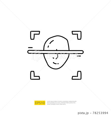 Artificial intelligence AI concept with face recognition for engineering, development, brainstorming sign. Hand drawn doodle icons vector illustration 78253994