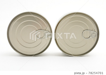 Iron cans of canned food on a white background 78254701