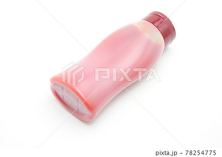 White bottle with red food product on white background White bottle with red food product on white background 78254775