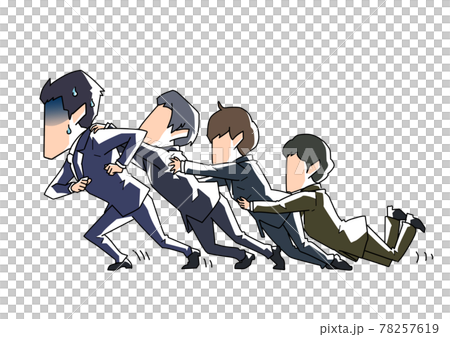 経営者におんぶにだっこの従業員のイラスト素材