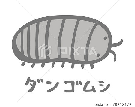 かわいいダンゴムシ 虫 生き物 手書き文字イラストのイラスト素材