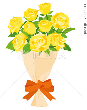 黄色の薔薇の花束のイラスト素材 [78258211] - PIXTA