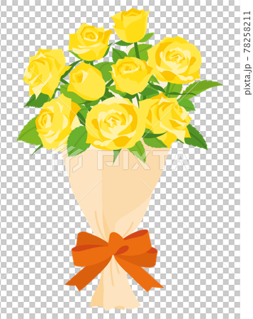 黄色の薔薇の花束のイラスト素材 [78258211] - PIXTA