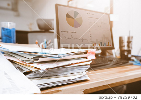 Paper files information on work desk office. Business concept 78259702