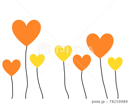 Valentineheart バレンタイン風船ハート オレンジのイラスト素材 7599