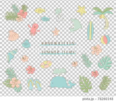 Summer handwritten illustration set Summer handwritten illustration set 78260148