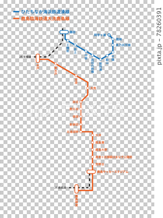 茨城県の私鉄路線図（沿岸部） 78260391
