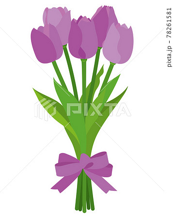 紫色のチューリップの花束のイラスト素材