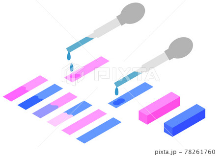 アイソメトリックなリトマス試験紙とスポイトのイラスト素材