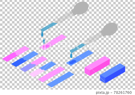 アイソメトリックなリトマス試験紙とスポイトのイラスト素材