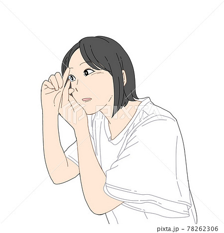 コンタクトをつける女性のイラスト素材