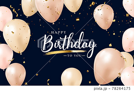 Happy Birthday congratulations banner design with Confett and Glossy Glitter Ribbon for Party Holiday Background. Vector Illustration Happy Birthday congratulations banner design with Confett and Glossy Glitter Ribbon for Party Holiday Background. Vector Illustration 78264175