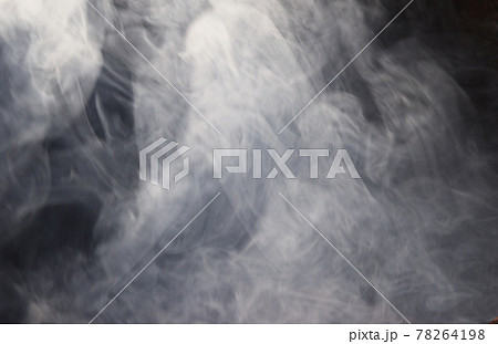 Blurry white mist or smoke or steam on black background, Pollution and burning 78264198