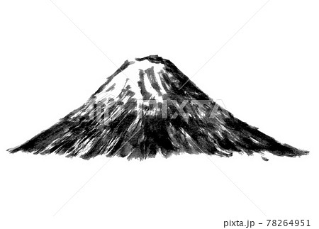 水墨画風の富士山のイラスト素材