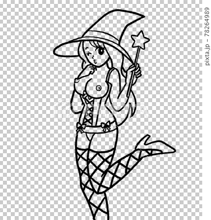 エッチな魔女のお姉さんのイラスト　線画 78264989