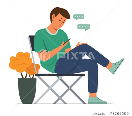 Man is Chatting on Mobile Phone and Enjoy Lifestyle. 78265509