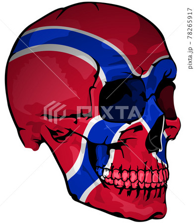 Norwegian Flag Painted on a Skull 78265917