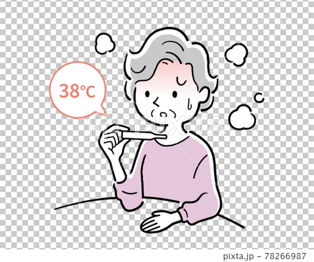 矢量圖素材： 身體狀況不佳，發燒的老婦人 78266987