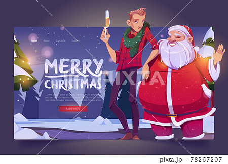 Merry Christmas cartoon landing page, Santa Claus Merry Christmas cartoon landing page, Santa Claus 78267207