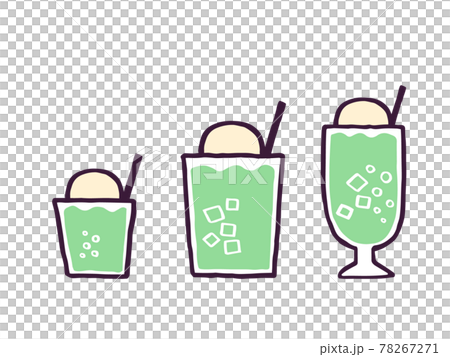 可愛的奶油汽水 Creamsoda 飲料/手寫插圖素材 78267271