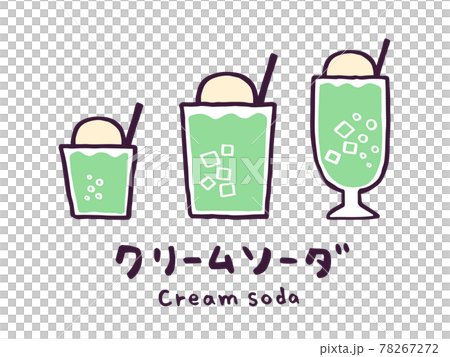 可愛的奶油蘇打Creamsoda飲料/手寫文字素材 78267272