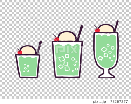 かわいいクリームソーダ Creamsoda ドリンク 手書き文字イラスト素材のイラスト素材