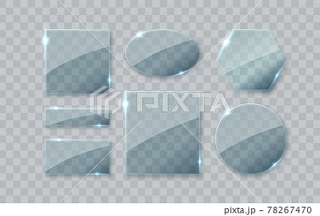 Glass plates set. Glass banners Glass plates set. Glass banners 78267470
