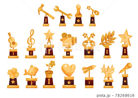 Golden Awards and Trophy of Different Shapes Vector Set Golden Awards and Trophy of Different Shapes Vector Set 78268616
