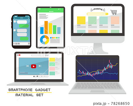 様々な画面のパソコンやスマホなどのベクターイラスト素材まとめ デバイス ガジェットのイラスト素材