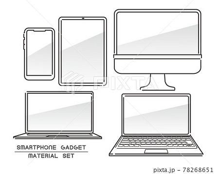 パソコンやスマホなどのベクターイラスト素材まとめ 線画 デバイス ガジェットのイラスト素材