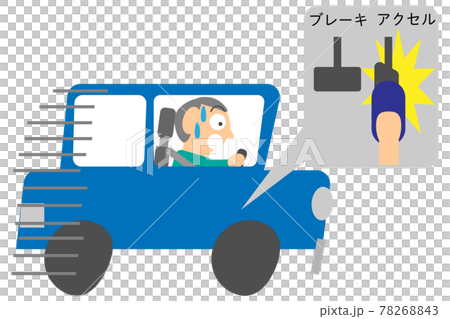 アクセルとブレーキを踏み間違ってしまった人のイラスト素材 7643