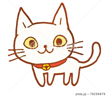 Illustration of a white domestic cat with a bell 1 - Stock ...