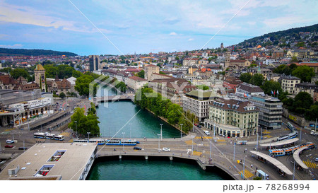 The city of Zurich in Switzerland from above 78268994