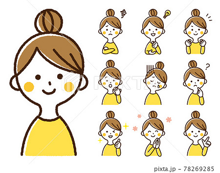 手描き風　女性　ポーズ　セット 78269285