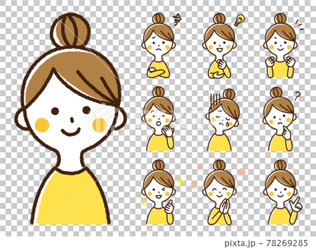 手描き風 女性 ポーズ セットのイラスト素材