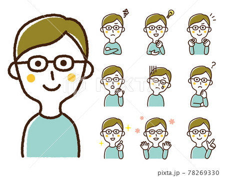 手描き風　男性　ポーズ　セット 78269330
