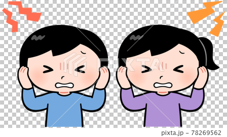 耳を塞ぐ男の子と女の子 耳を塞ぐ男の子と女の子 78269562
