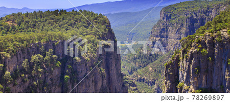 Tazi Canyon landscape in Manavgat Turkey. valley and cliff. banner Tazi Canyon landscape in Manavgat Turkey. valley and cliff. banner 78269897