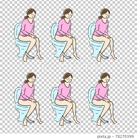 Illustration of toilet and woman 78270399