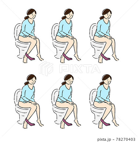 トイレと女性のイラストのイラスト素材