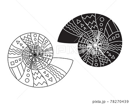 Spiral shell symbol. Line outline and glyph style illustration. 78270439