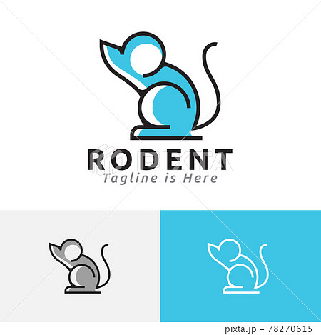 Rodent Little Cute Mouse Line Logo Symbolのイラスト素材