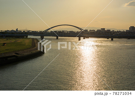 淀川河川敷毛馬地区夕景 淀川河川敷毛馬地区夕景 78271034