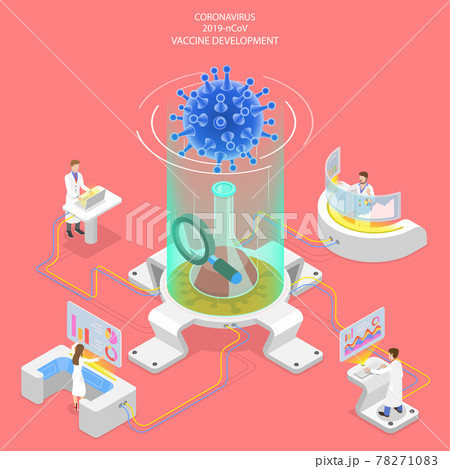 3D Isometric Vector Concept of Coronavirus Vaccine Research. 3D Isometric Vector Concept of Coronavirus Vaccine Research. 78271083