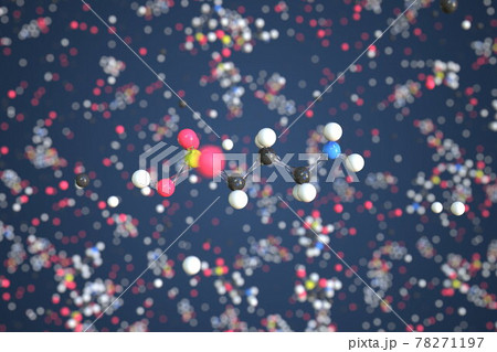 Homotaurine molecule, scientific molecular model, 3d rendering 78271197
