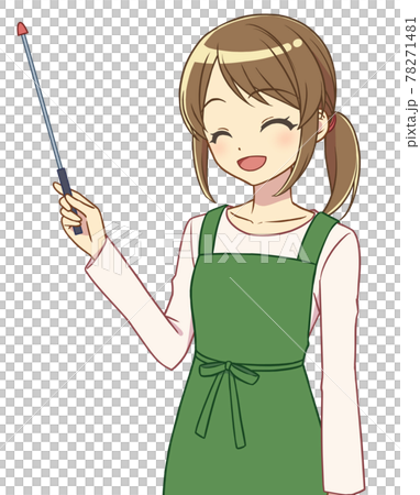 A woman in an apron holding a pointer smile - Stock Illustration ...