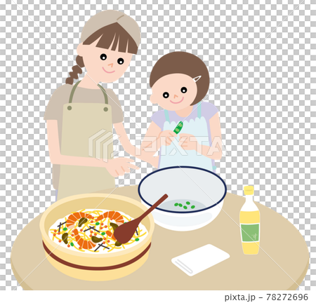 親子で楽しくちらし寿司作り 78272696