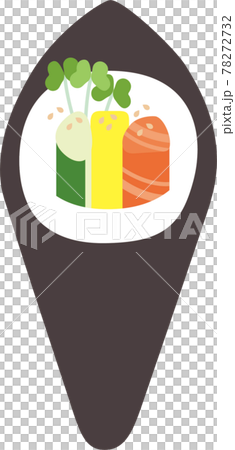 與三文魚搭配的手捲壽司 78272732